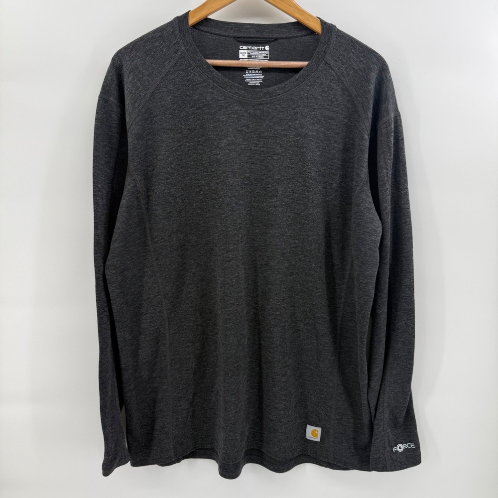 Carhartt Force Mens 2XL Charcoal Heather Wool Blend Long Sleeve Base Layer Shirt